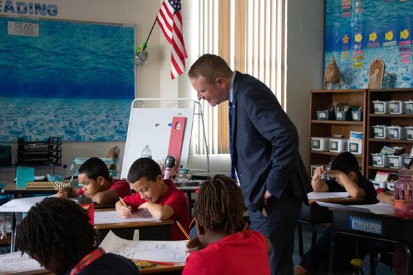 Superintendent Kevin Hendrick stopped by a few schools to say hi to students.