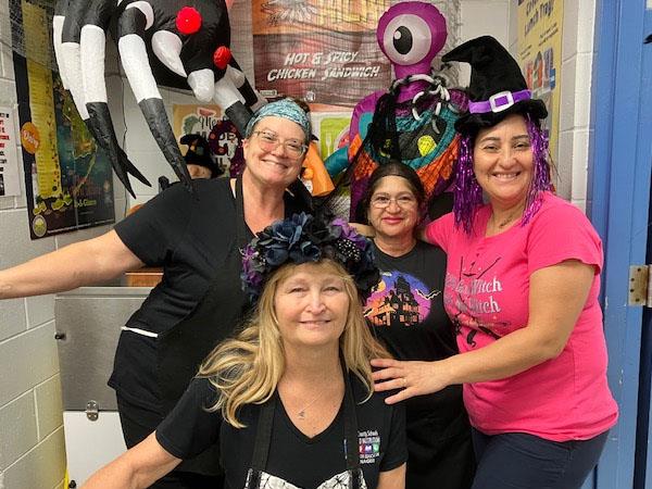 Food Services Staff at Westgate Elementary prepared dressed up for the students to say Happy Halloween.