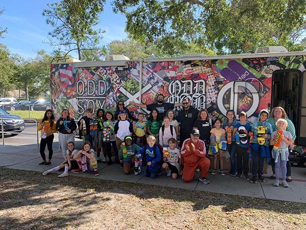 Lake St. George Elementary Student Council held a sock and toiletries rally for the Homeless Empowerment Program (HEP). ODD SOX, a local socks company, arrived in their bus and handed out socks to the entire school and generously donated 1000 pairs of socks to HEP.