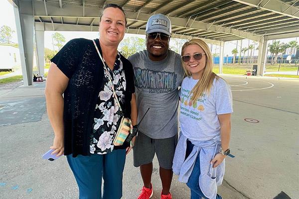 Educational Rap Artist Corey Thornton (pictured with Principal Jen Tapia and Assistant Principal Erica Pollick) performed a Motivational concert at Garrison Jones Elementary. 