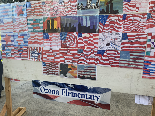 Ozona Elementary 4th and 5th graders created 9/11 inspired artwork for Curlew Hills Memory Garden’s 9/11 Memorial. 