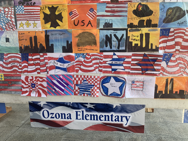 Ozona Elementary students created 9/11 inspired artwork for Curlew Hills Memory Garden’s 9/11 Memorial. 