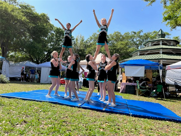 Carwise Middle School Cheerleaders showed their school spirit at the safety harbor downtown market.