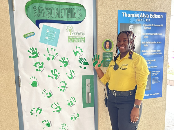 Jamerson Elementary SRO, Mrs. Sanders made her promise for Say Something week.