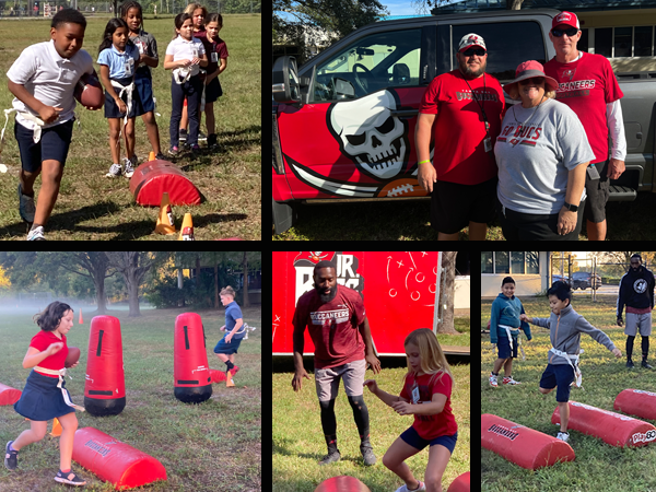 The PE Department at Walsingham Elementary had students in grades 2-5 participate in a flag football mini-camp provided by the Tampa Bay Buccaneers. 