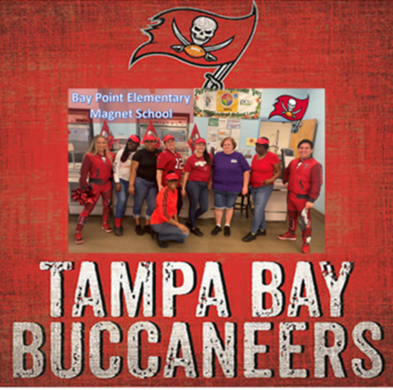 Bay Point Elementary Magnet School celebrated National Pizza Day with the Tampa Bay Buccaneers.