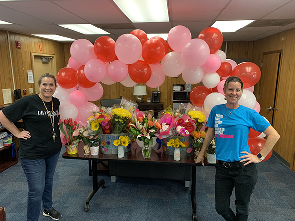 Teachers and Staff at Sandy Lane Elementary brought flowers in for school administrators. The staff wanted to show them how much they appreciated them and to let them know how hard they were working for the school.