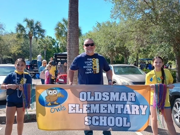 Oldsmar Elementary took 1st Place for their creative float in the Oldsmar Day Parade.  Principal Logan, staff and families walked the parade route celebrating the City of Oldsmar.