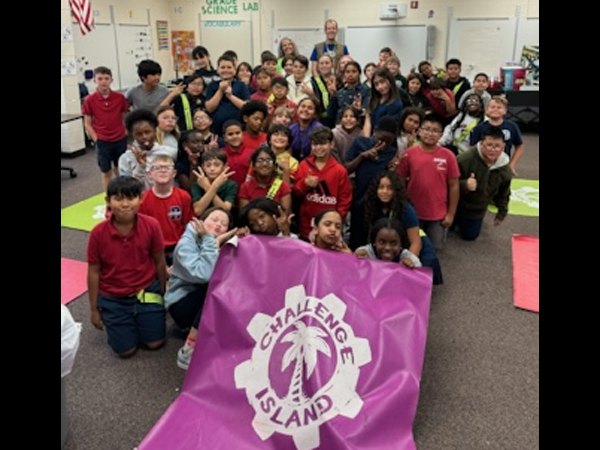 Fifth grade students at M.K. Rawlings Elementary, created their Challenge Island Gold Mine tracks for an in school science field trip.