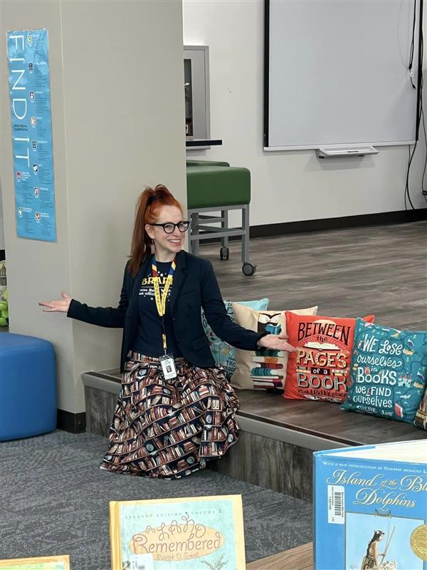 Librarian Ms. Myers in the Library