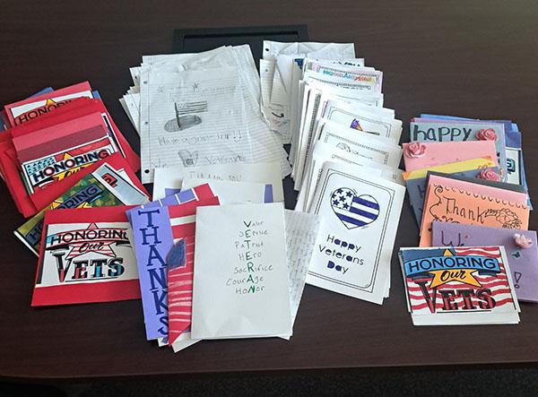 On Veterans Day, several teachers had students at Dunedin Middle write cards for Veterans' organizations.