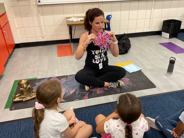 Curlew Creek Elementary had a yoga teacher visit for the Great American Teach-In.
