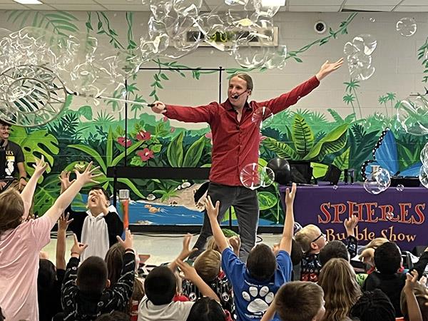 Students and staff at Westgate Elementary celebrated meeting the school’s PBIS behavior goals for the semester with a spectacular bubble party.