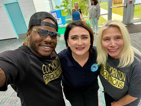 Educational Rap Artist Corey Thornton and Debra Thornton worked with students and staff at Calvin Hunsinger School.