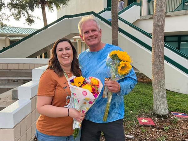Frontier Elementary celebrated Teacher of the year Kerrie Doughty and Support staff of the year Rob Tillman.