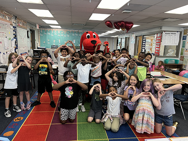 Perkins Elementary enjoyed a visit from Clifford during the Great American Teach-In.