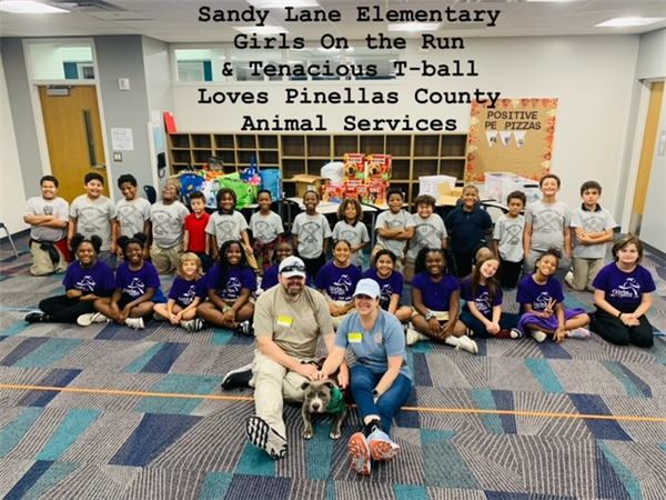Sandy Lane Elementary Girls on the Run and Tenacious T-ball scholars completed a community project to support our local Animal Services.