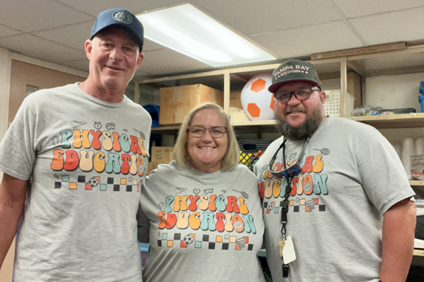The Walsingham Elementary PE team was ready to greet students on the first day of school!