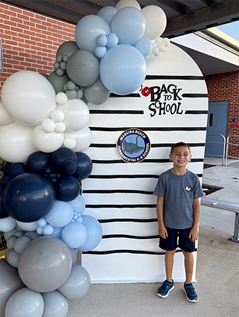 Student on the first day of school.