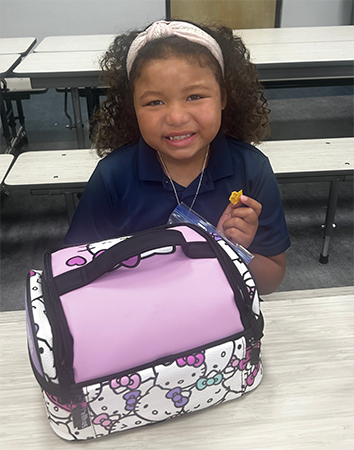 Student on the first day of school.