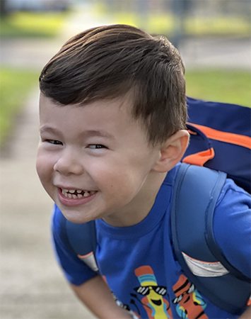 Student on the first day of school.