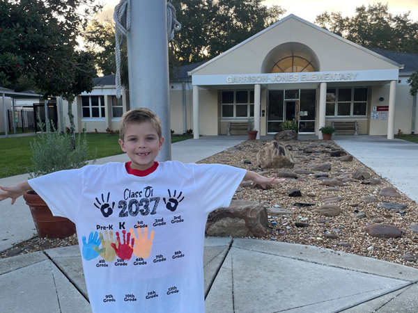 Student on the first day of school.