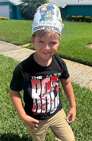 Student on the first day of school.