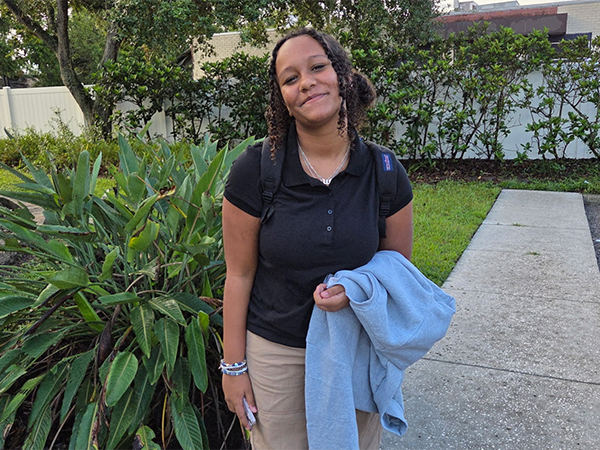 Student on the first day of school.