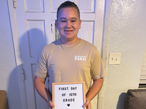 Student on the first day of school.